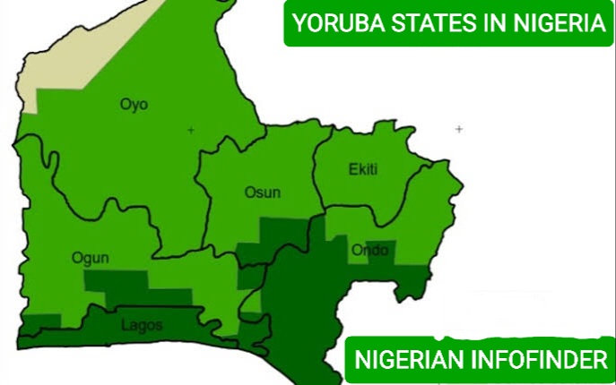 map showing Yoruba states in Nigeria